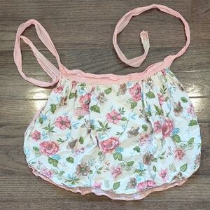 Apron with Waist Tie Reversible Floral Pocket‎ Double Layer Lightweight